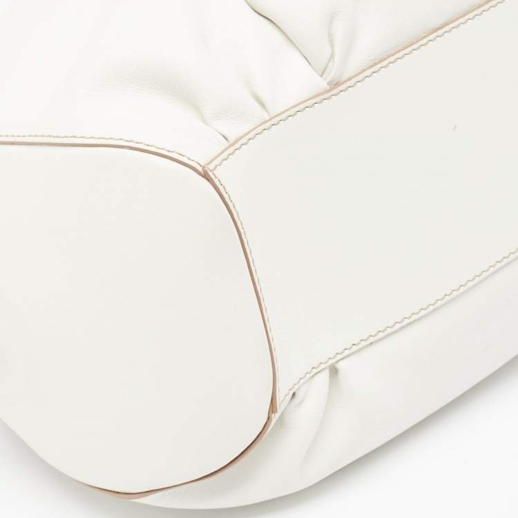 Pre Owned Tod's White Leather Front Pocket Satchel