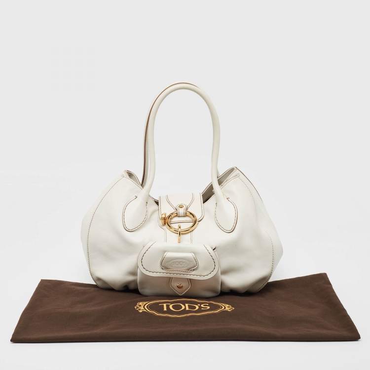 Pre Owned Tod's White Leather Front Pocket Satchel