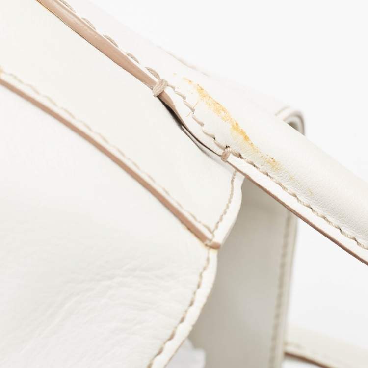 Pre Owned Tod's White Leather Front Pocket Satchel