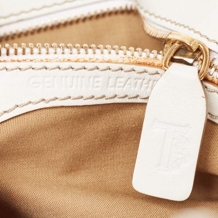 Pre Owned Tod's White Leather Front Pocket Satchel