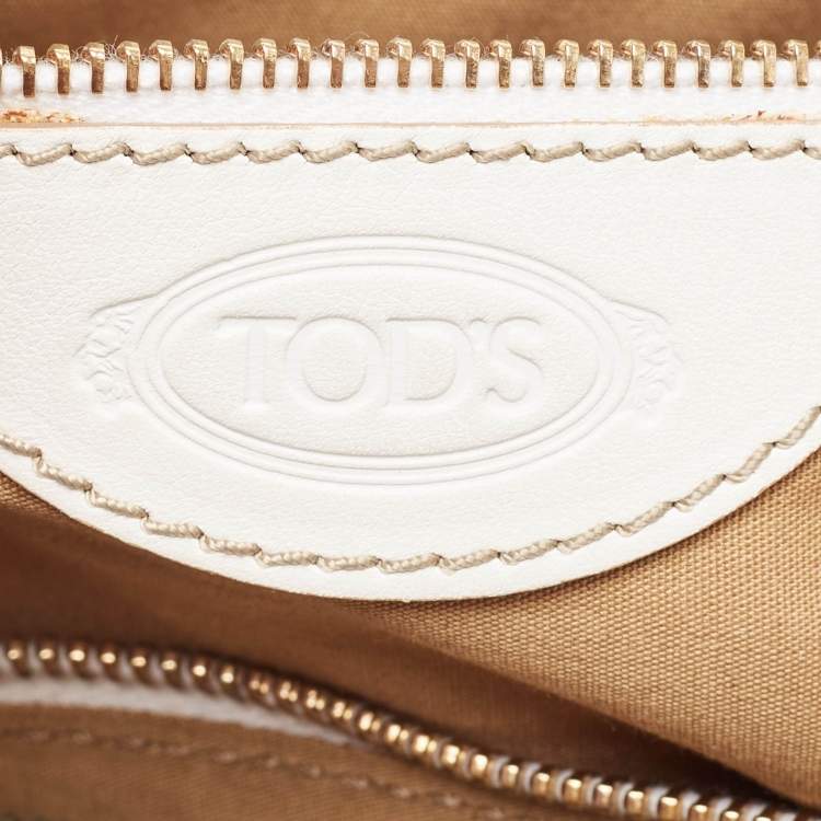Pre Owned Tod's White Leather Front Pocket Satchel