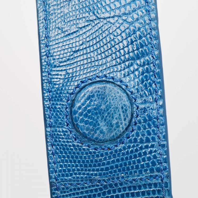 Pre Owned Tod's Blue Lizard Crystal Embellished Frame Shoulder Bag