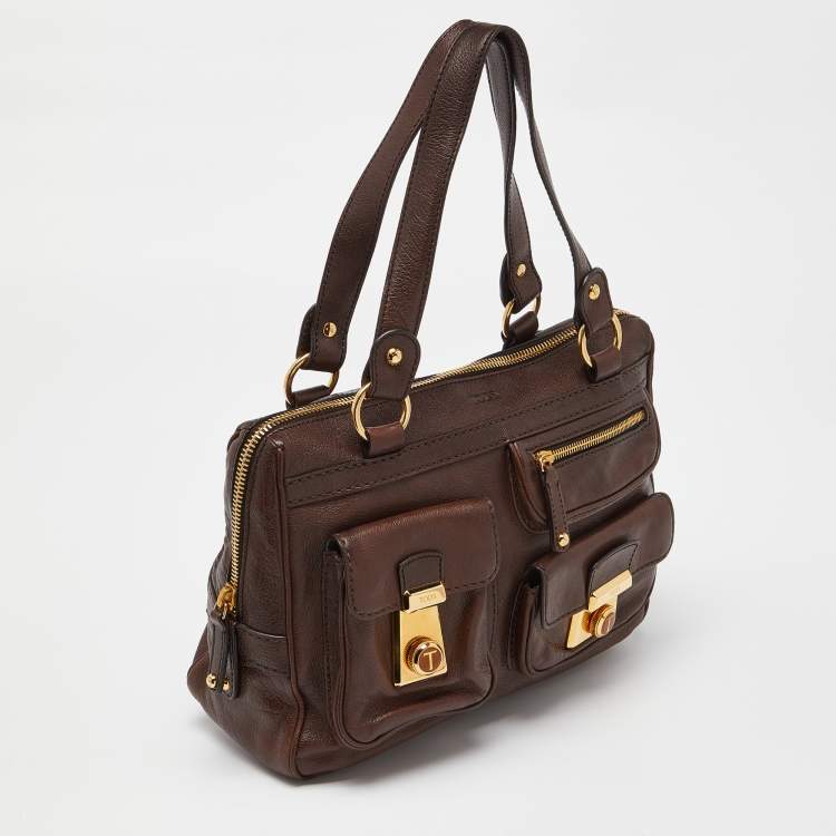 Pre Owned Tod’s Brown Leather Took Tracolla Media Satchel