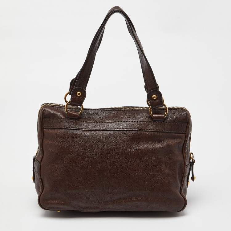 Pre Owned Tod’s Brown Leather Took Tracolla Media Satchel