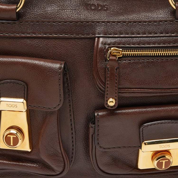 Pre Owned Tod’s Brown Leather Took Tracolla Media Satchel