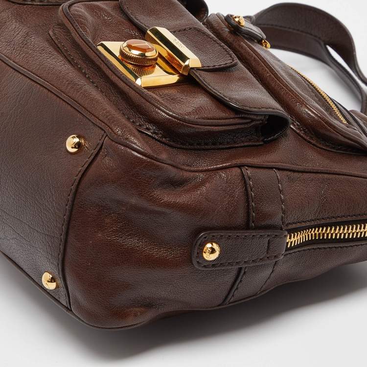 Pre Owned Tod’s Brown Leather Took Tracolla Media Satchel