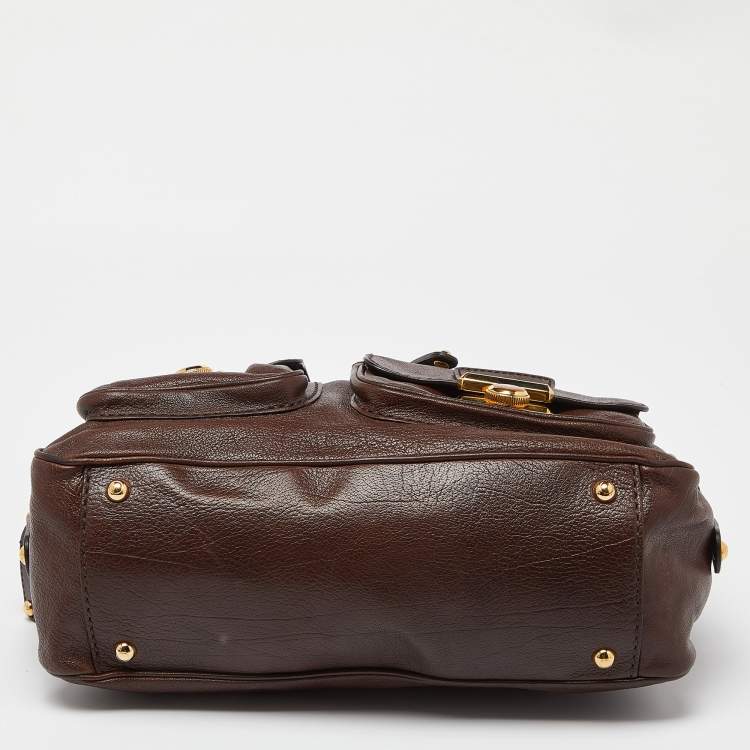 Pre Owned Tod’s Brown Leather Took Tracolla Media Satchel