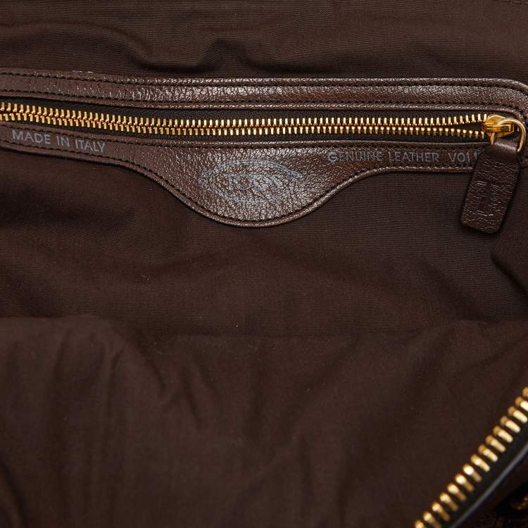 Pre Owned Tod’s Brown Leather Took Tracolla Media Satchel