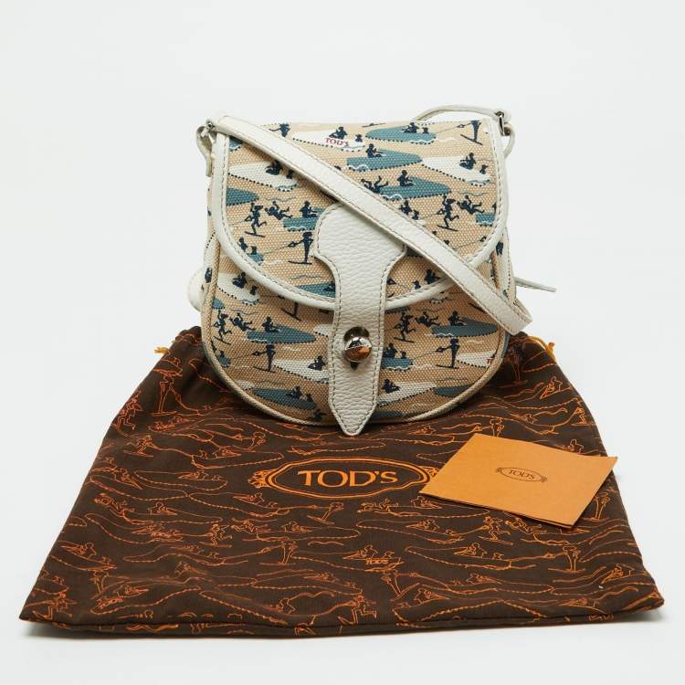 Pre Owned Tod's Multicolor Printed Canvas and Leather Crossbody Bag