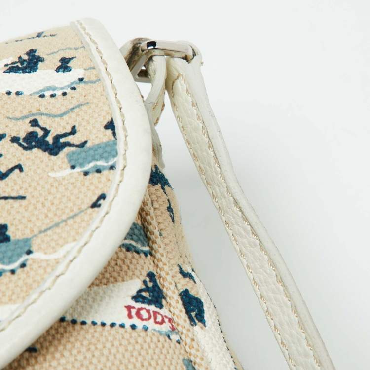 Pre Owned Tod's Multicolor Printed Canvas and Leather Crossbody Bag