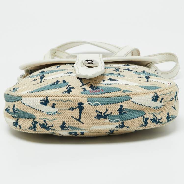 Pre Owned Tod's Multicolor Printed Canvas and Leather Crossbody Bag