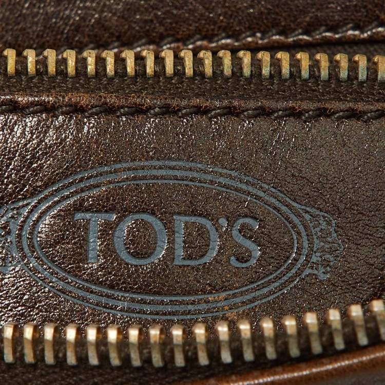 Pre Owned Tod's Brown Satin and Leather Crossbody Bag