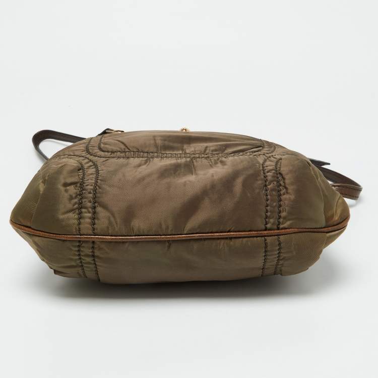 Pre Owned Tod's Brown Satin and Leather Crossbody Bag