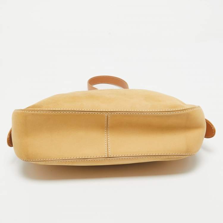 Pre Owned Tod's Cream/Brown Nubuck Leather Turnlock Handle Bag