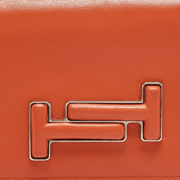 Pre Owned Tod's Burnt Orange Leather Flap Continental Wallet