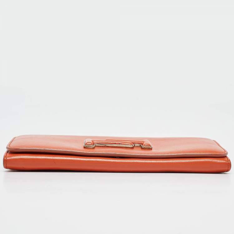 Pre Owned Tod's Burnt Orange Leather Flap Continental Wallet
