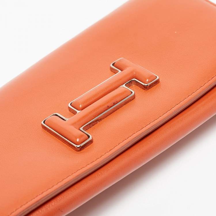 Pre Owned Tod's Burnt Orange Leather Flap Continental Wallet
