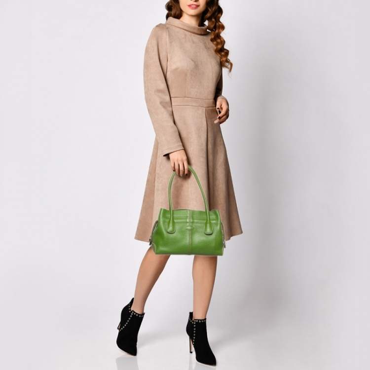 Pre Owned Tod's Green Leather D Bag Media Tote