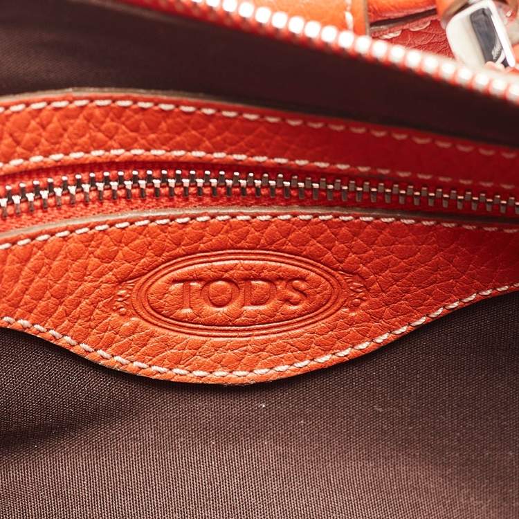 Pre Owned Tod's Orange Leather Charlotte Hobo