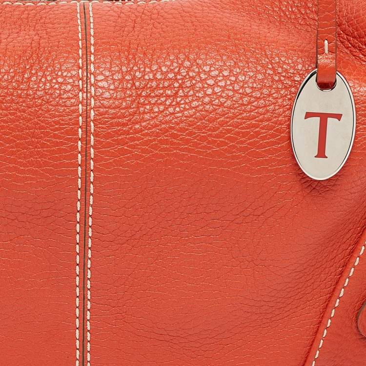 Pre Owned Tod's Orange Leather Charlotte Hobo