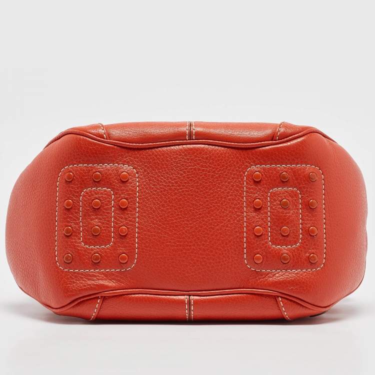 Pre Owned Tod's Orange Leather Charlotte Hobo