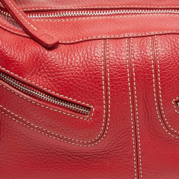 Pre Owned Tod's Red Leather Milky Hobo