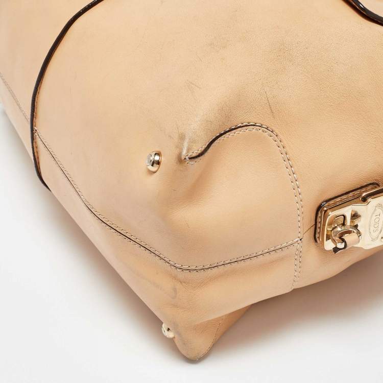 Pre Owned Tod's Beige Leather D Styling Bowler Bag