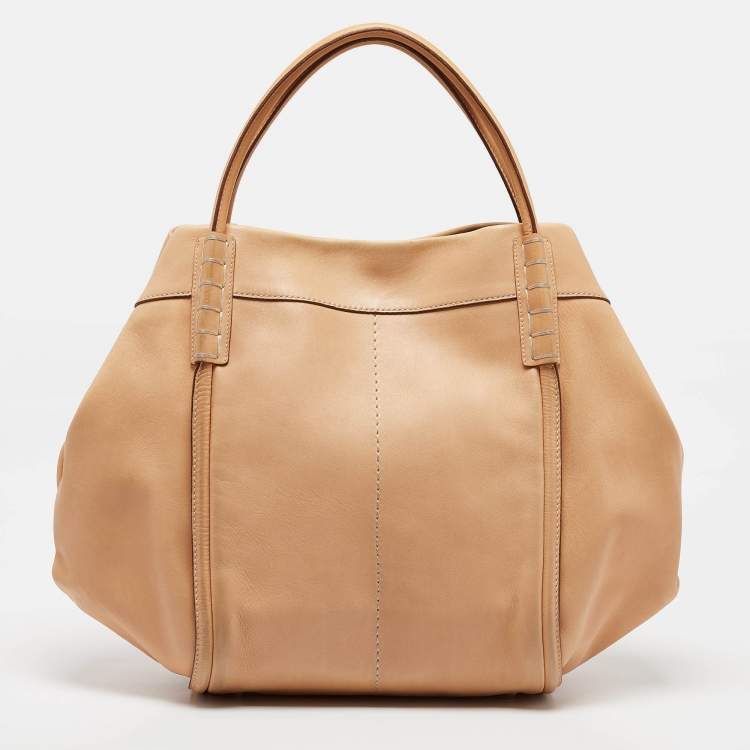 Pre Owned Tod's Tan Leather Large Media Tote