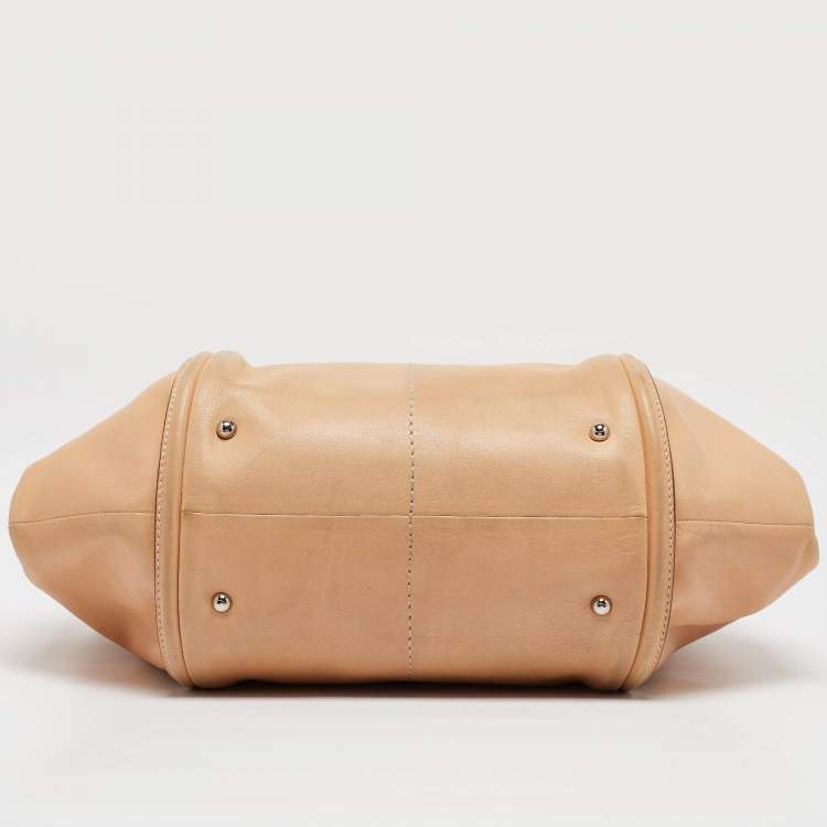 Pre Owned Tod's Tan Leather Large Media Tote