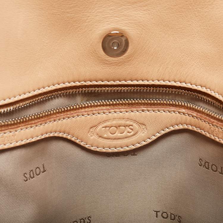 Pre Owned Tod's Tan Leather Large Media Tote