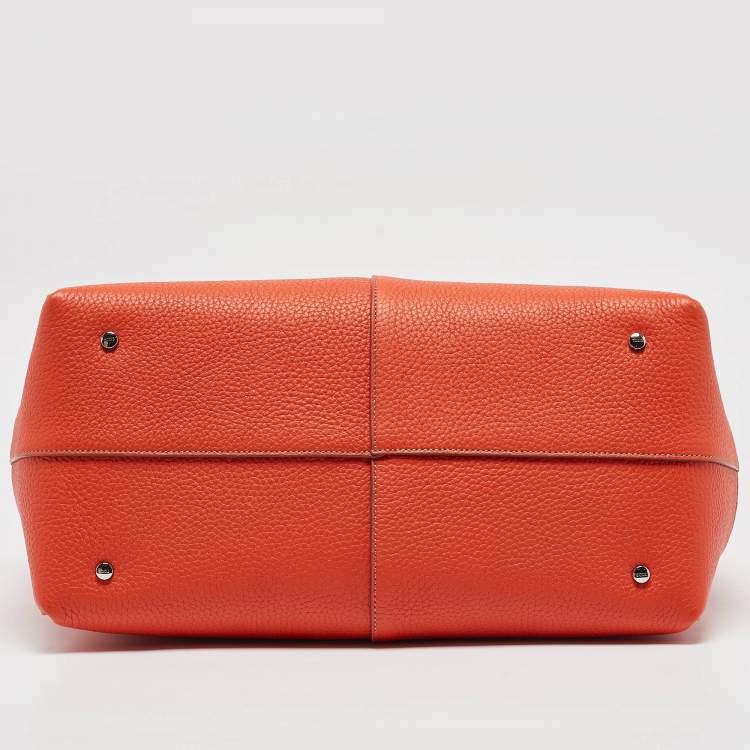 Pre Owned Tod's Orange Leather DBS Media Shopper Tote
