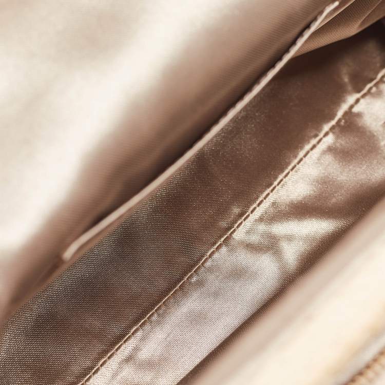 Pre Owned Tod's Light Beige Snake Triple Zip Chain Clutch