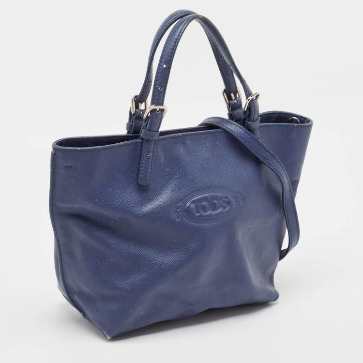 Pre Owned Tod's Navy Blue Leather Toronto Shopper Tote