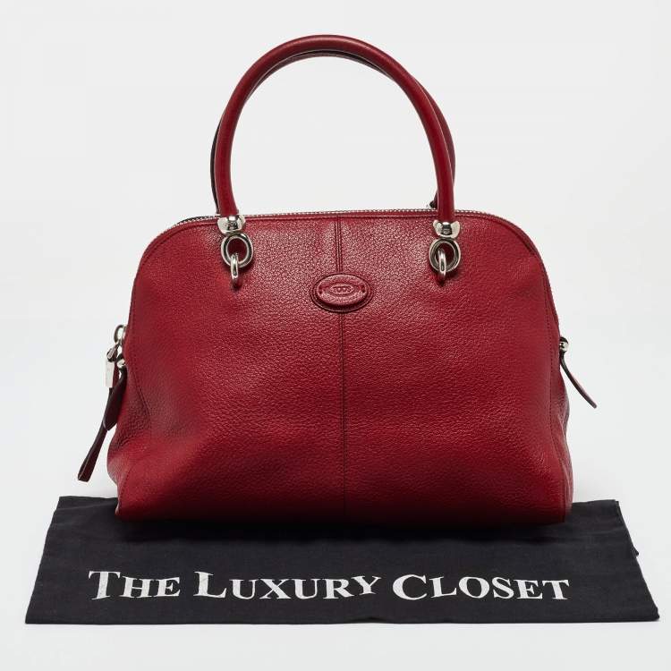 Pre Owned Tod's Red Leather Sella Bowler Bag