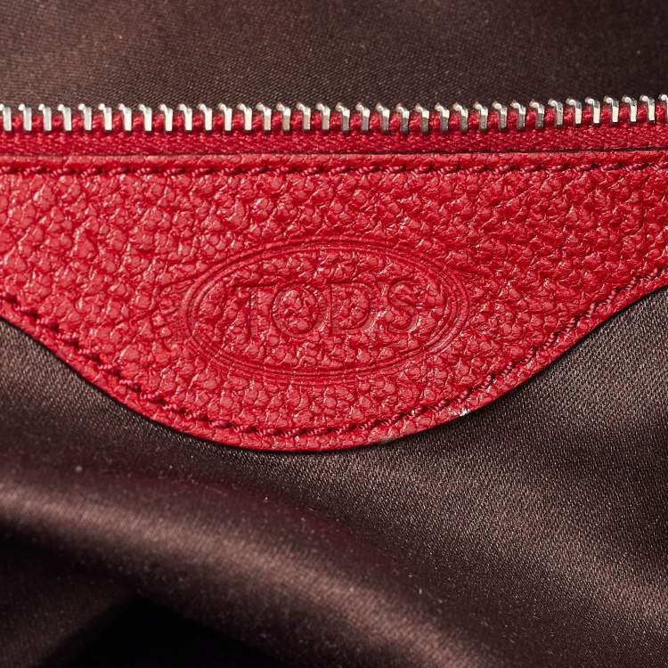 Pre Owned Tod's Red Leather Sella Bowler Bag