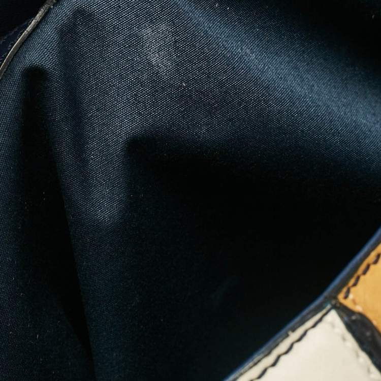 Pre Owned Tod's Navy Blue Leather Stripe Tote