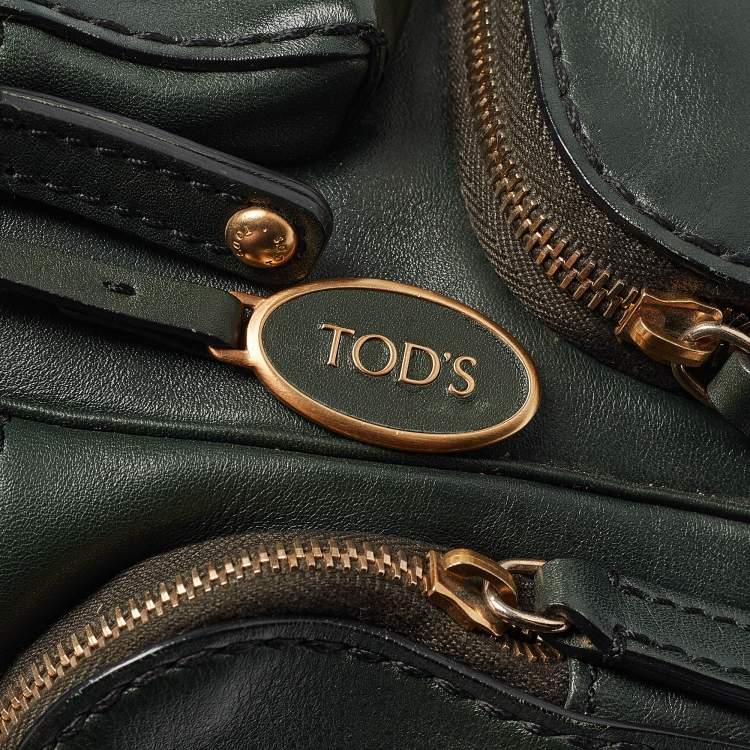 Pre Owned Tod's Dark Green Leather Multipocket Satchel