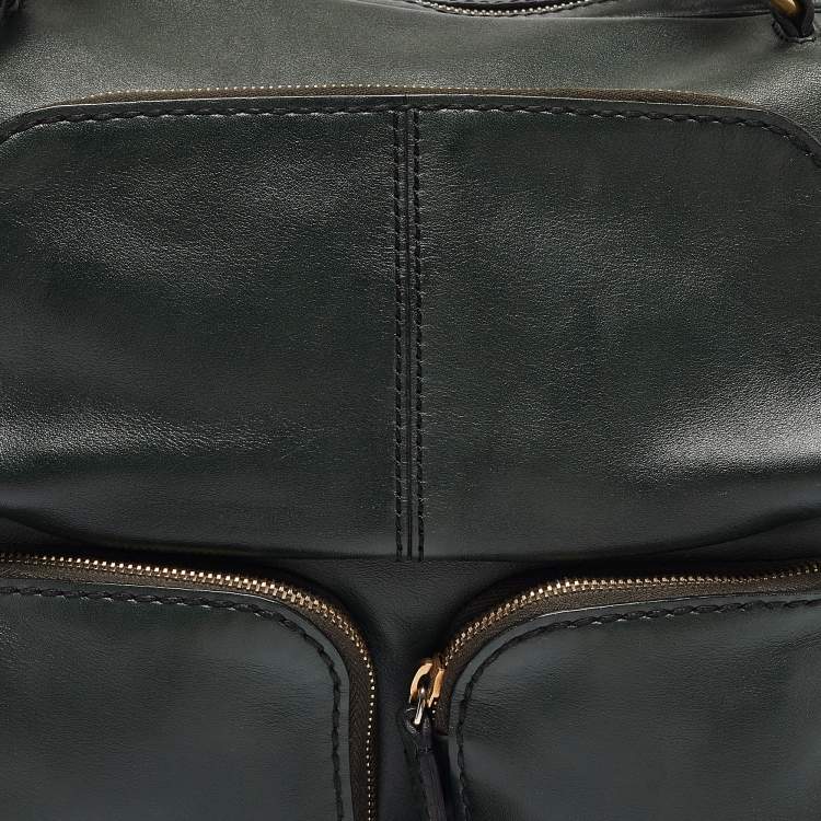 Pre Owned Tod's Dark Green Leather Multipocket Satchel