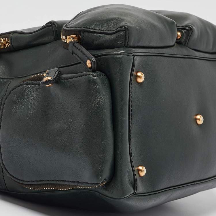 Pre Owned Tod's Dark Green Leather Multipocket Satchel