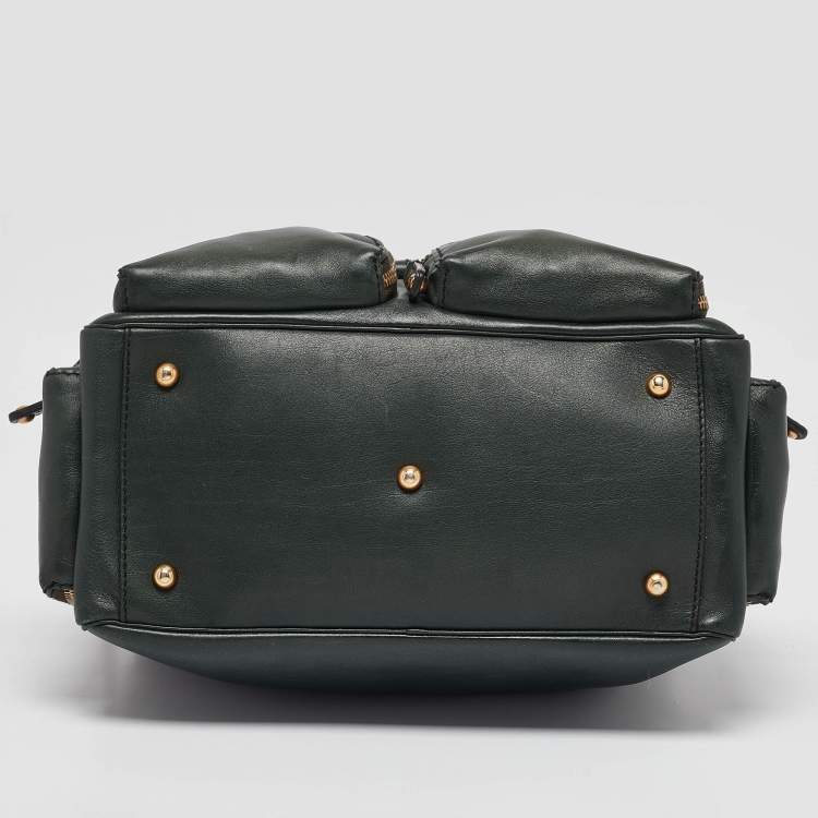 Pre Owned Tod's Dark Green Leather Multipocket Satchel