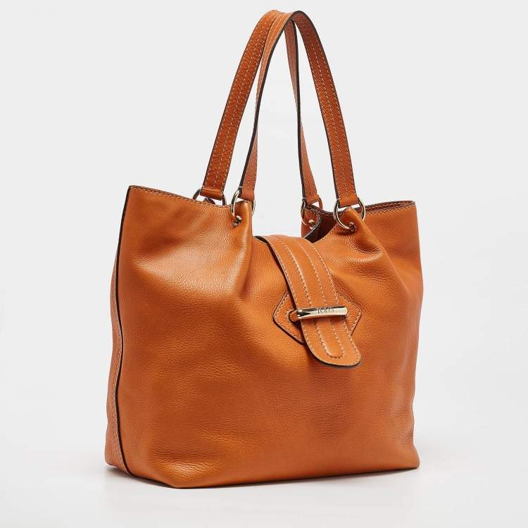 Pre Owned Tod's Orange Leather Flap Tote