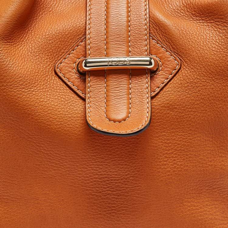 Pre Owned Tod's Orange Leather Flap Tote