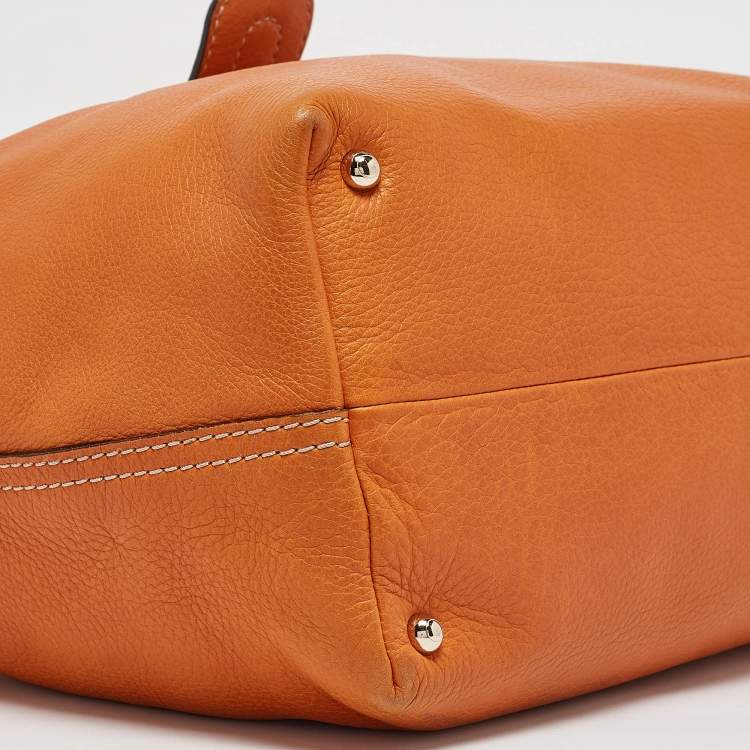 Pre Owned Tod's Orange Leather Flap Tote