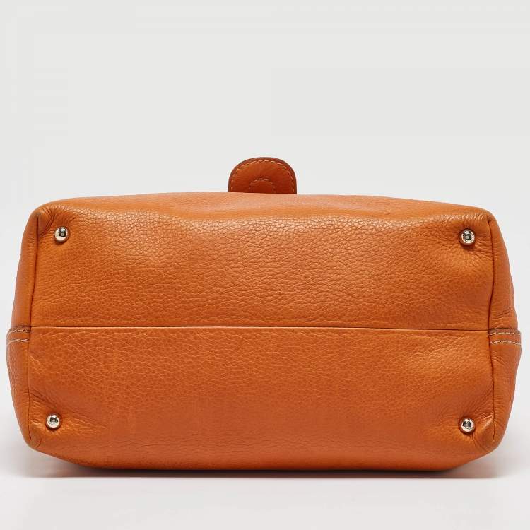 Pre Owned Tod's Orange Leather Flap Tote
