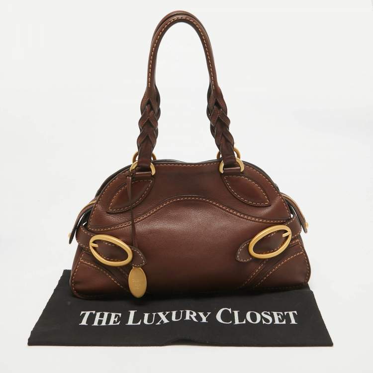 Pre Owned Tod's Brown Leather Treccia Bauletto Satchel