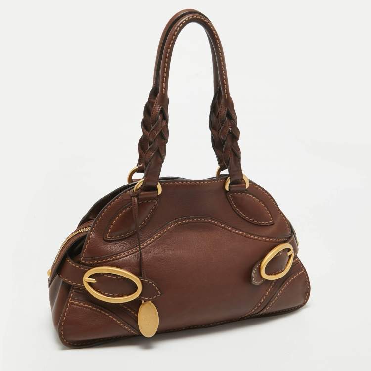 Pre Owned Tod's Brown Leather Treccia Bauletto Satchel