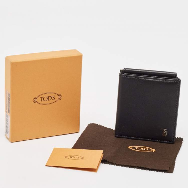 Pre Owned Tod's Black Leather Money Bifold Wallet