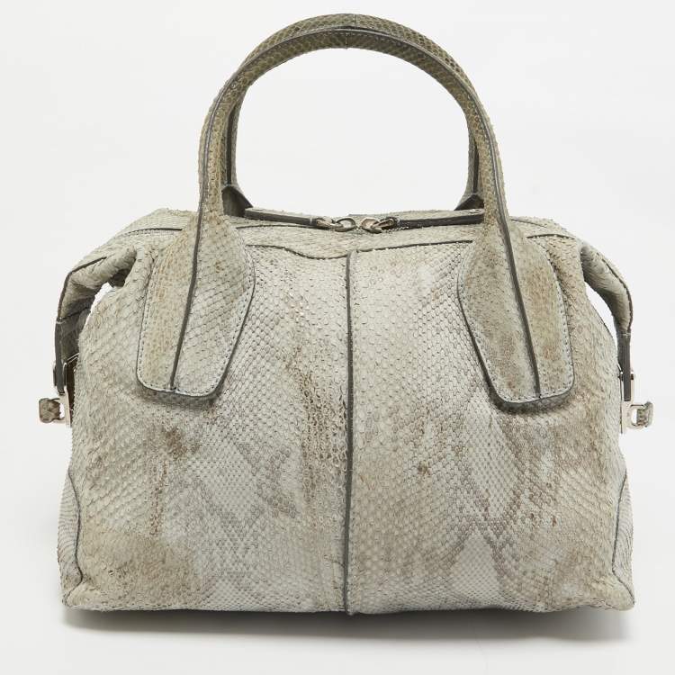Pre Owned Tod's Grey Python D-Styling Bowler Bag
