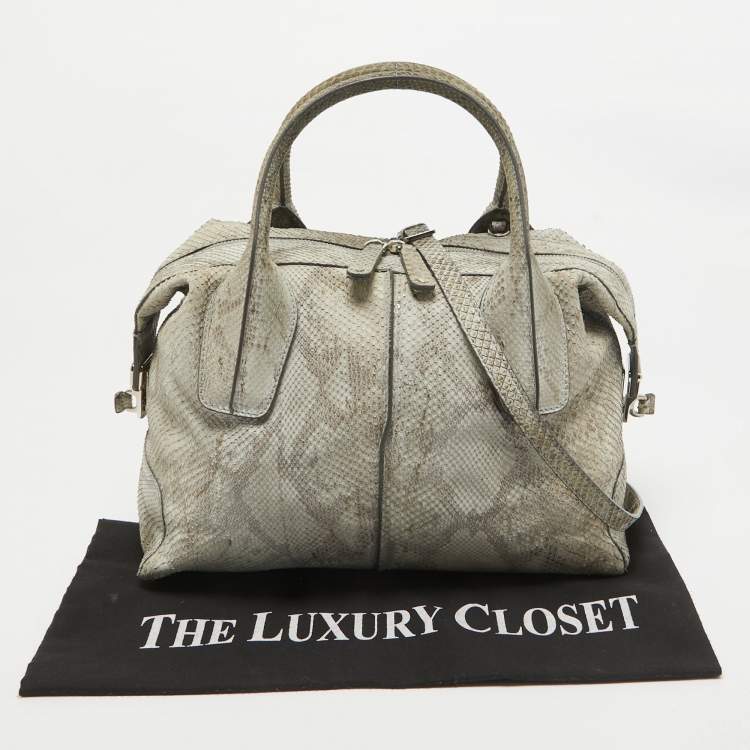 Pre Owned Tod's Grey Python D-Styling Bowler Bag