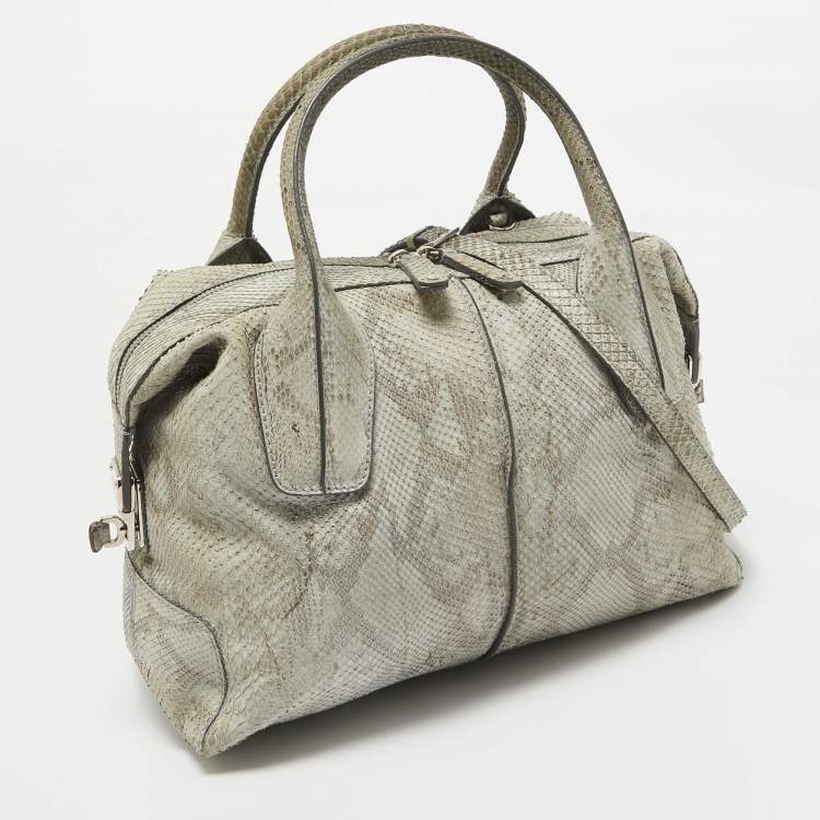 Pre Owned Tod's Grey Python D-Styling Bowler Bag
